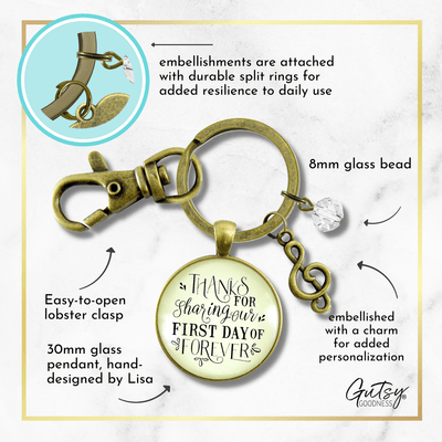Wedding Singer Gift Keychain Thanks For Sharing Our Day Rustic For Musician Soloist G Clef - Gutsy Goodness