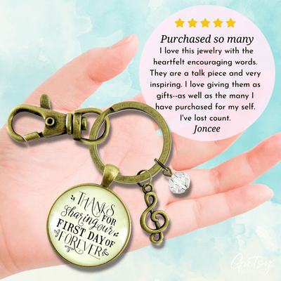 Wedding Singer Gift Keychain Thanks For Sharing Our Day Rustic For Musician Soloist G Clef - Gutsy Goodness