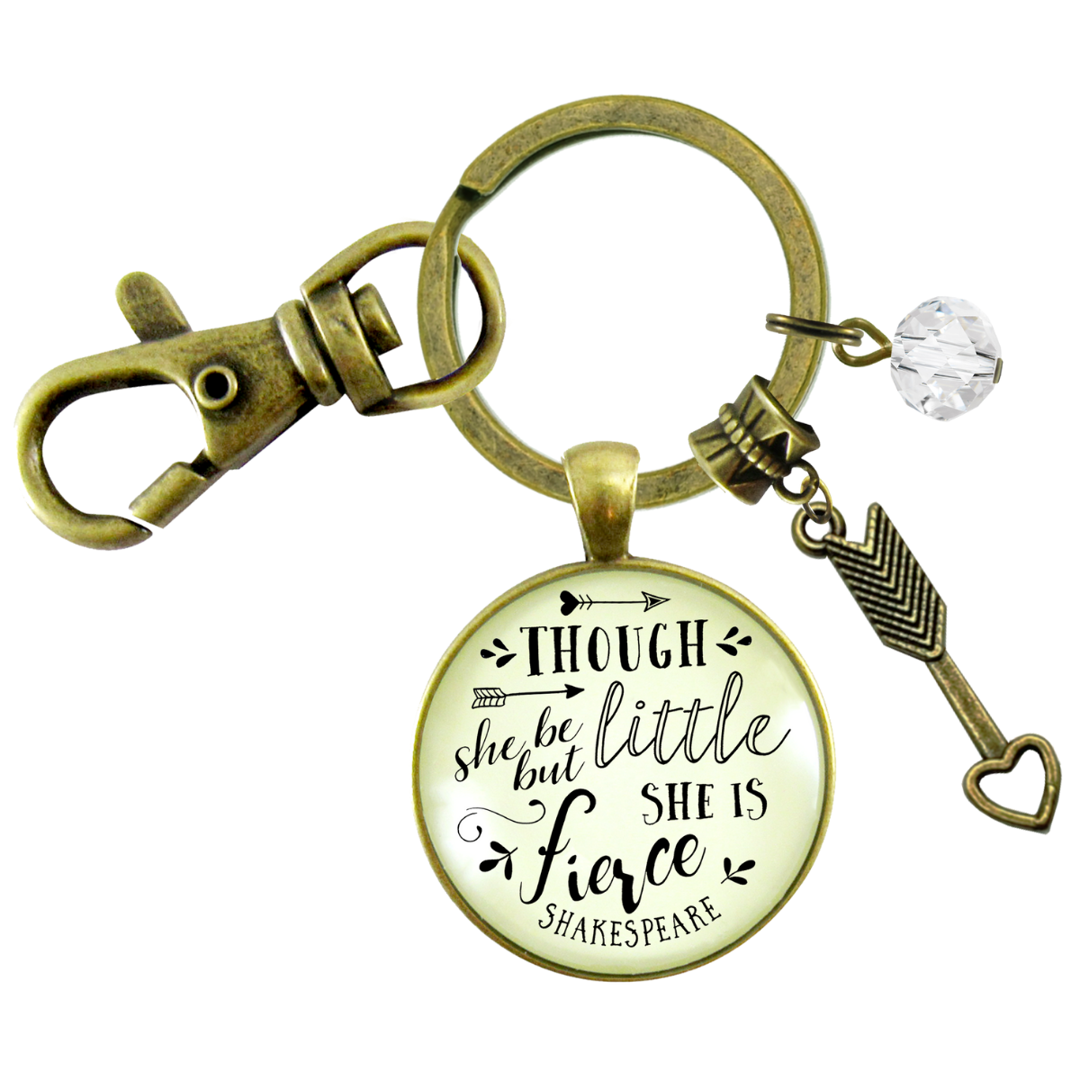 Though She Be But Little Fierce Keychain Shakespeare Inspired Jewelry Quote For Women Teen - Gutsy Goodness Handmade Jewelry;Though She Be But Little Fierce Keychain Shakespeare Inspired Jewelry Quote For Women Teen - Gutsy Goodness Handmade Jewelry Gifts