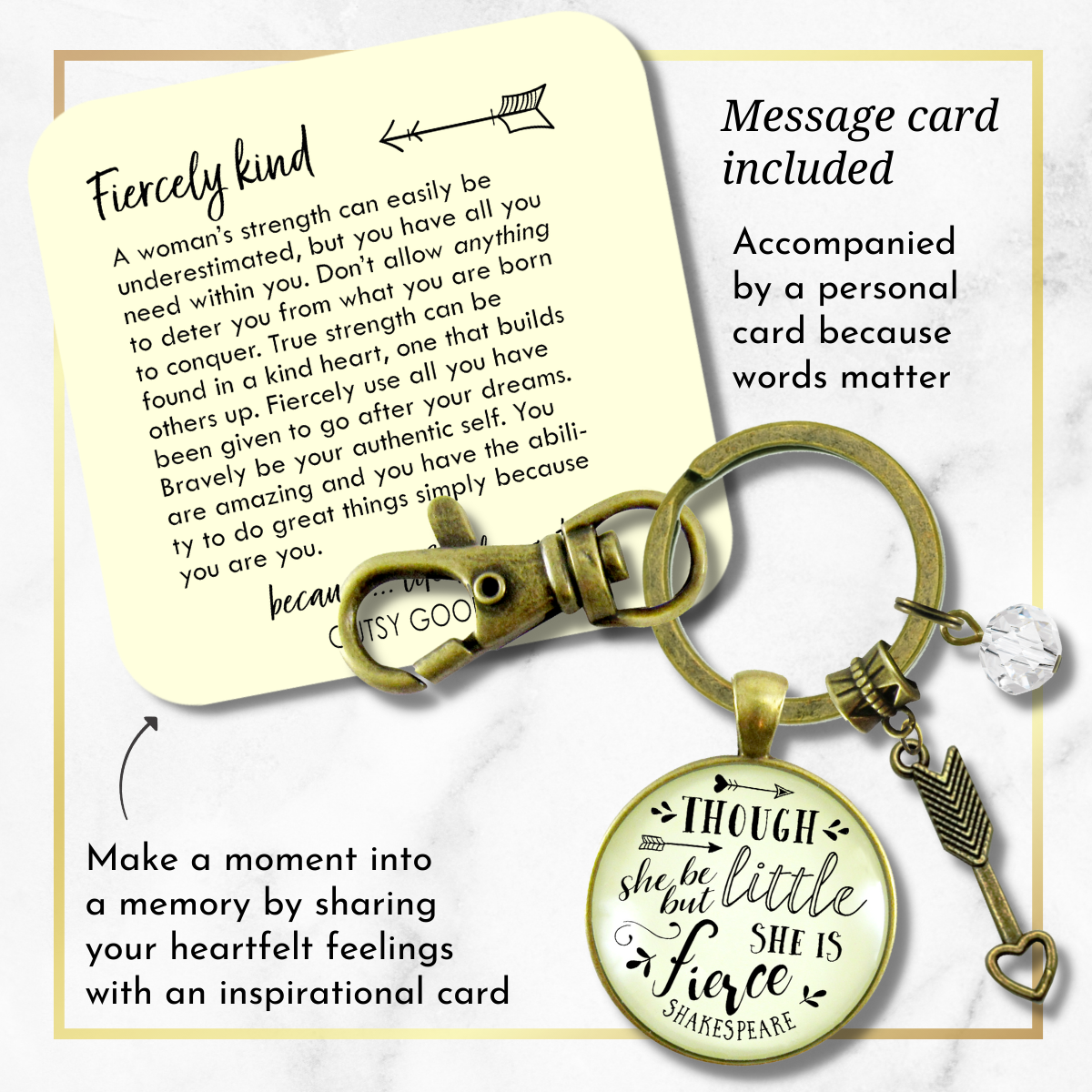 Though She Be But Little Fierce Keychain Shakespeare Inspired Jewelry Quote For Women Teen - Gutsy Goodness Handmade Jewelry;Though She Be But Little Fierce Keychain Shakespeare Inspired Jewelry Quote For Women Teen - Gutsy Goodness Handmade Jewelry Gifts