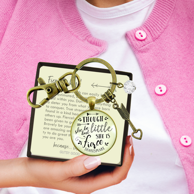 Though She Be But Little Fierce Keychain Shakespeare Inspired Jewelry Quote For Women Teen - Gutsy Goodness Handmade Jewelry;Though She Be But Little Fierce Keychain Shakespeare Inspired Jewelry Quote For Women Teen - Gutsy Goodness Handmade Jewelry Gifts