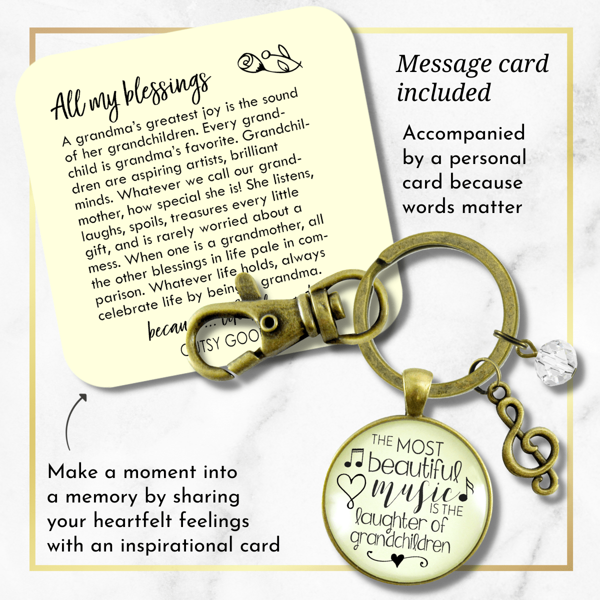 Grandma Keychain Beautiful Music Laughter Grandchildren Jewelry - Gutsy Goodness Handmade Jewelry;Grandma Keychain Beautiful Music Laughter Grandchildren Jewelry - Gutsy Goodness Handmade Jewelry Gifts