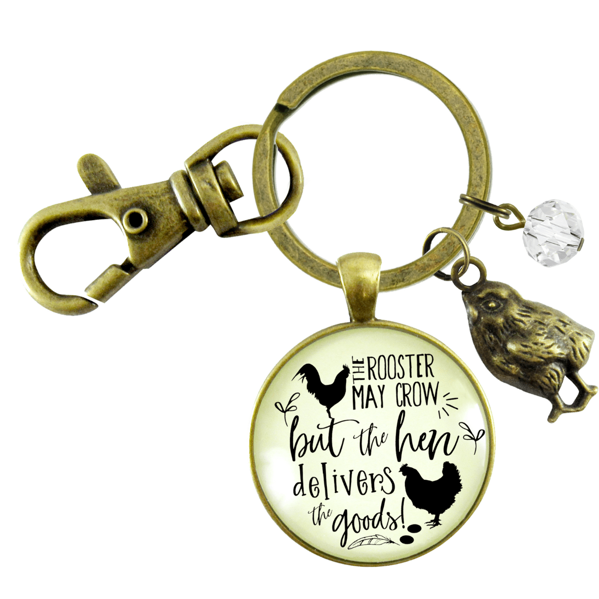 Chicken Keychain Rooster May Crow Hen Delivers Jewelry - Gutsy Goodness Handmade Jewelry;Chicken Keychain Rooster May Crow Hen Delivers Jewelry - Gutsy Goodness Handmade Jewelry Gifts