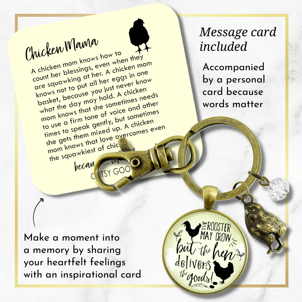 Chicken Keychain Rooster May Crow Hen Delivers Jewelry - Gutsy Goodness Handmade Jewelry;Chicken Keychain Rooster May Crow Hen Delivers Jewelry - Gutsy Goodness Handmade Jewelry Gifts