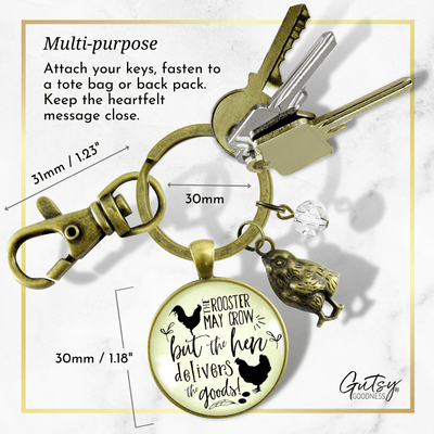 Chicken Keychain Rooster May Crow Hen Delivers Jewelry - Gutsy Goodness Handmade Jewelry;Chicken Keychain Rooster May Crow Hen Delivers Jewelry - Gutsy Goodness Handmade Jewelry Gifts
