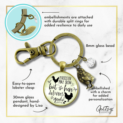 Chicken Keychain Rooster May Crow Hen Delivers Jewelry - Gutsy Goodness Handmade Jewelry;Chicken Keychain Rooster May Crow Hen Delivers Jewelry - Gutsy Goodness Handmade Jewelry Gifts