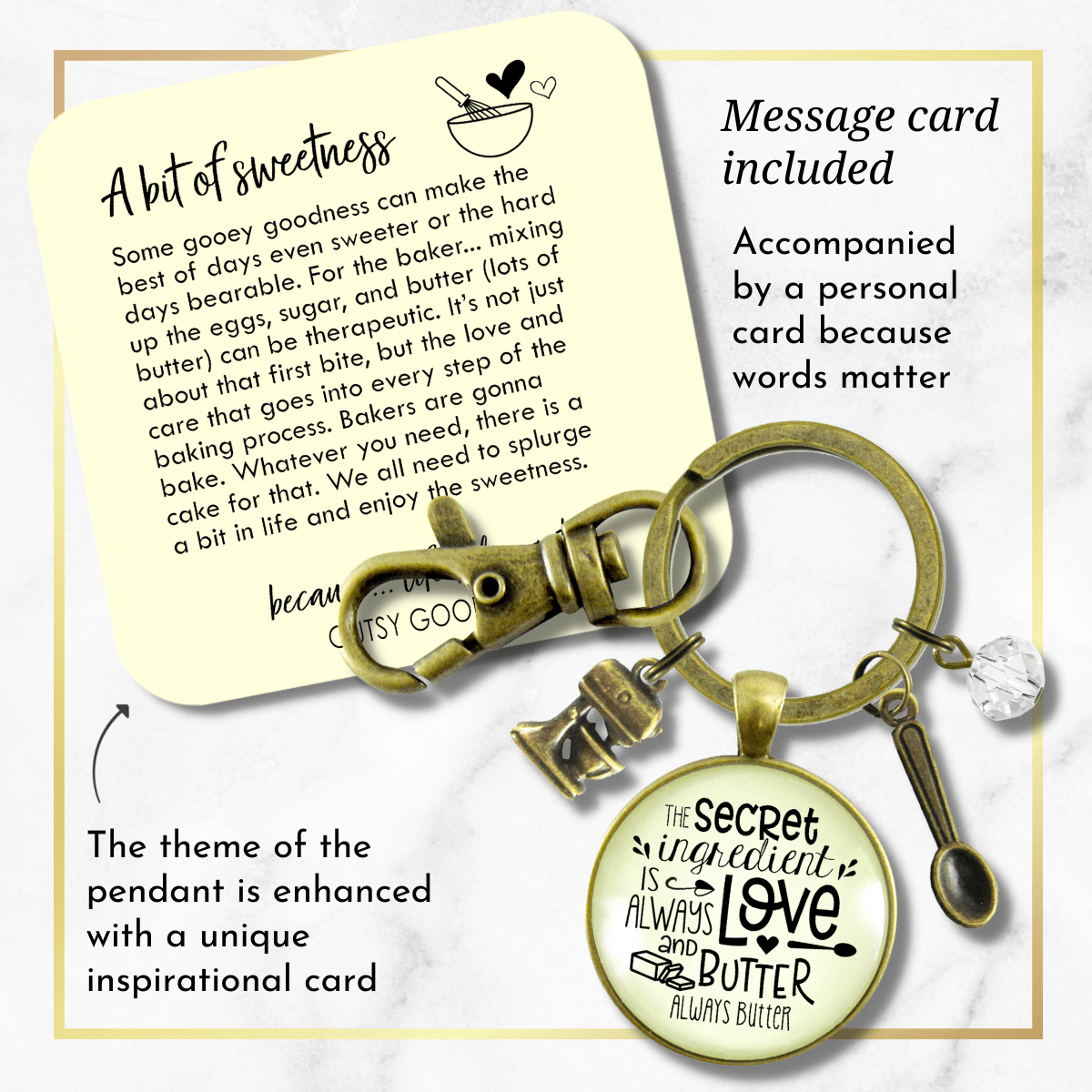 Baking Keychain Secret Ingredient Is Love And Butter Southern Cook Food Jewelry Gift Mixer - Gutsy Goodness