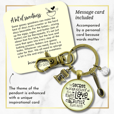 Baking Keychain Secret Ingredient Is Love And Butter Southern Cook Food Jewelry Gift Mixer - Gutsy Goodness