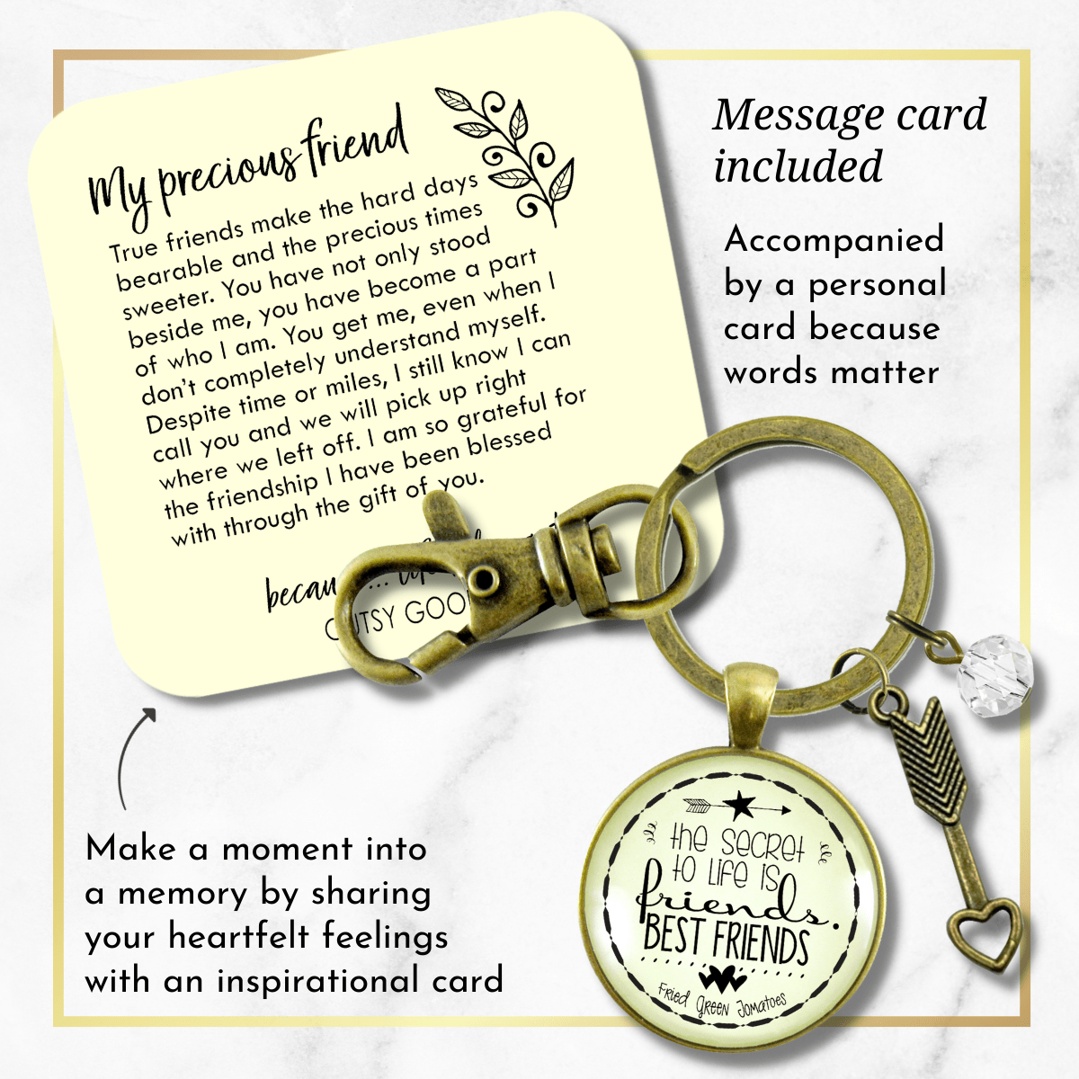 Friendship Keychain Secret to Life Is Best Friends Quote Gift Jewelry Boho Arrow Heart - Gutsy Goodness Handmade Jewelry;Friendship Keychain Secret To Life Is Best Friends Quote Gift Jewelry Boho Arrow Heart - Gutsy Goodness Handmade Jewelry Gifts