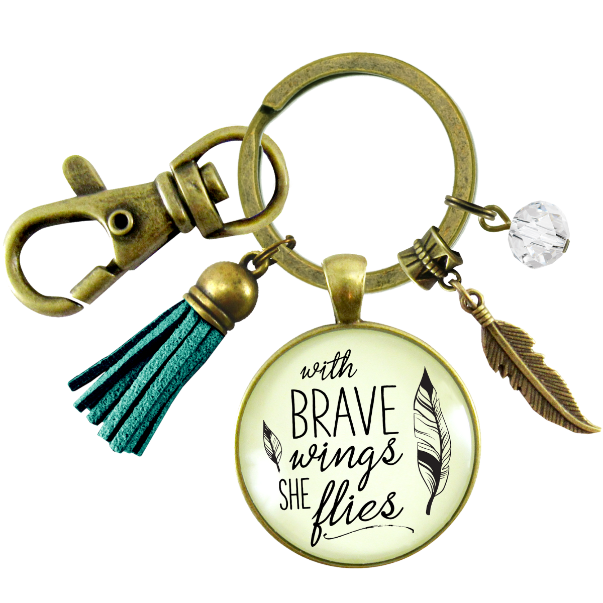 Brave Jewelry With Wings She Flies Style Blue Tassel Keychain For Women Motivational Gift - Gutsy Goodness;Brave Jewelry With Wings She Flies Style Blue Tassel Keychain For Women Motivational Gift - Gutsy Goodness Handmade Jewelry Gifts
