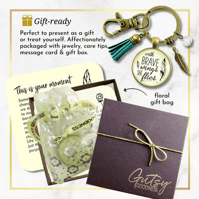 Brave Jewelry With Wings She Flies Style Blue Tassel Keychain For Women Motivational Gift - Gutsy Goodness;Brave Jewelry With Wings She Flies Style Blue Tassel Keychain For Women Motivational Gift - Gutsy Goodness Handmade Jewelry Gifts