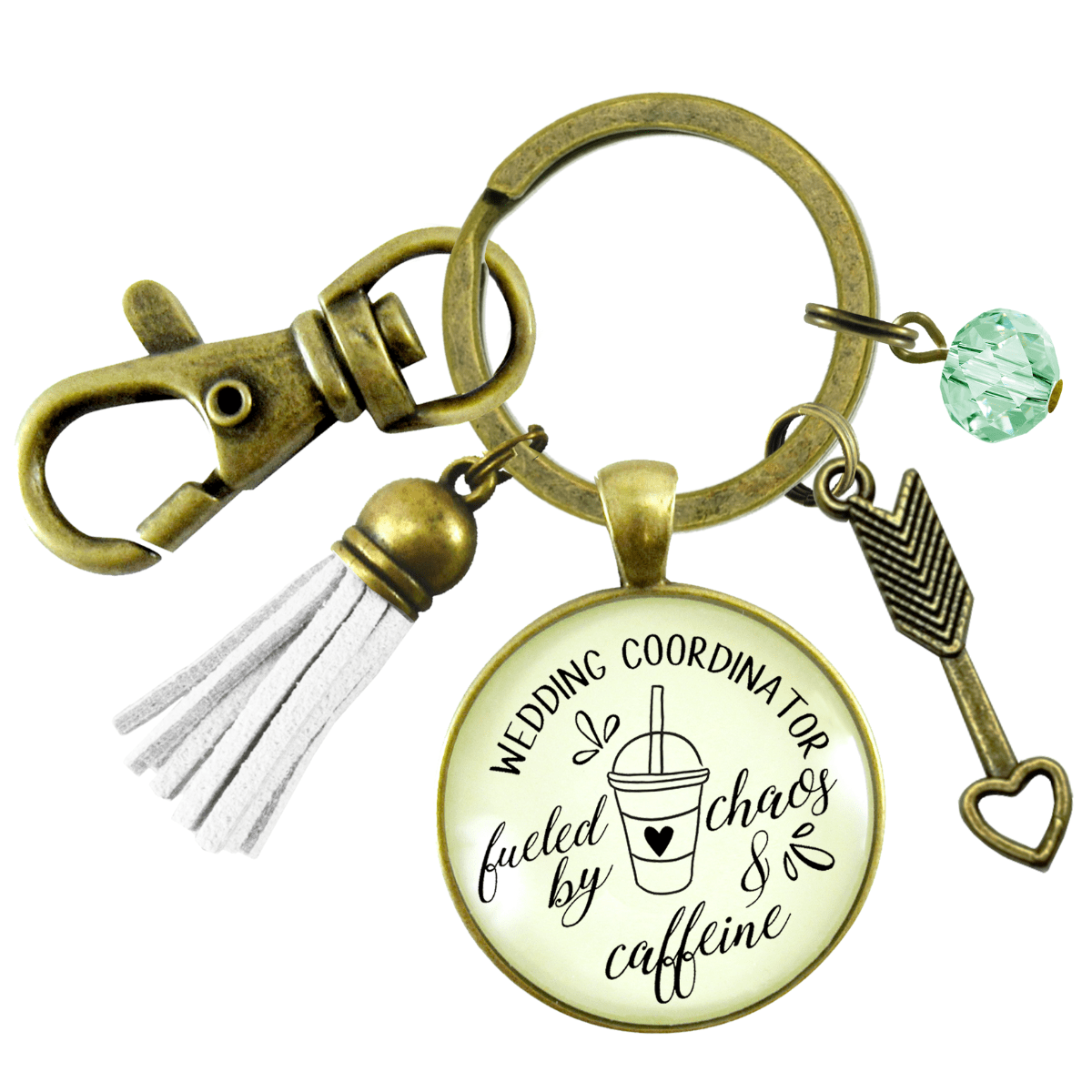 Wedding Coordinator Keychain Fueled by Chaos Caffeine Thank You Gift Tassel Charm - Gutsy Goodness