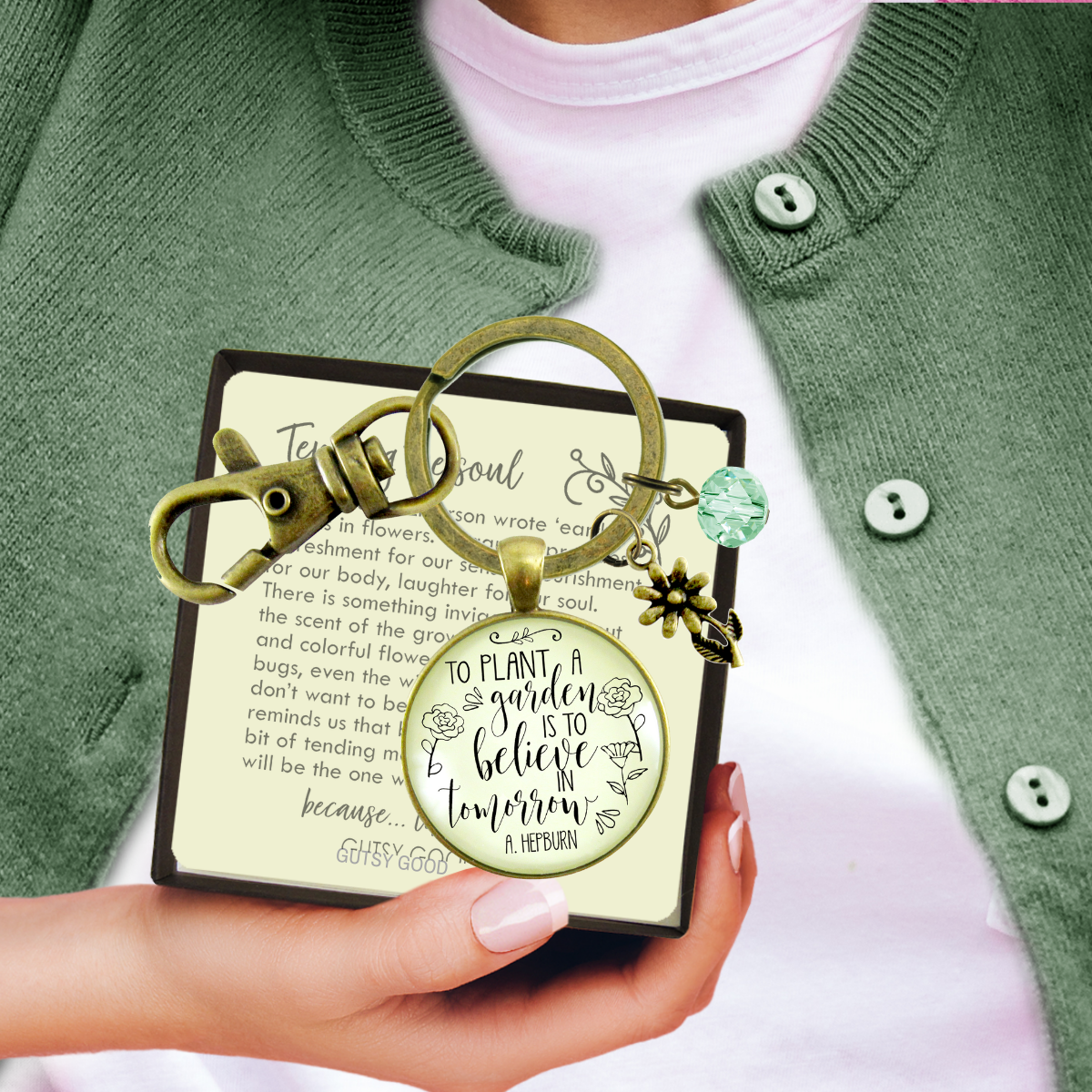Love To Garden Keychain To Plant a Garden Believe in Tomorrow Quote Gift Jewelry - Gutsy Goodness Handmade Jewelry;Love To Garden Keychain To Plant A Garden Believe In Tomorrow Quote Gift Jewelry - Gutsy Goodness Handmade Jewelry Gifts