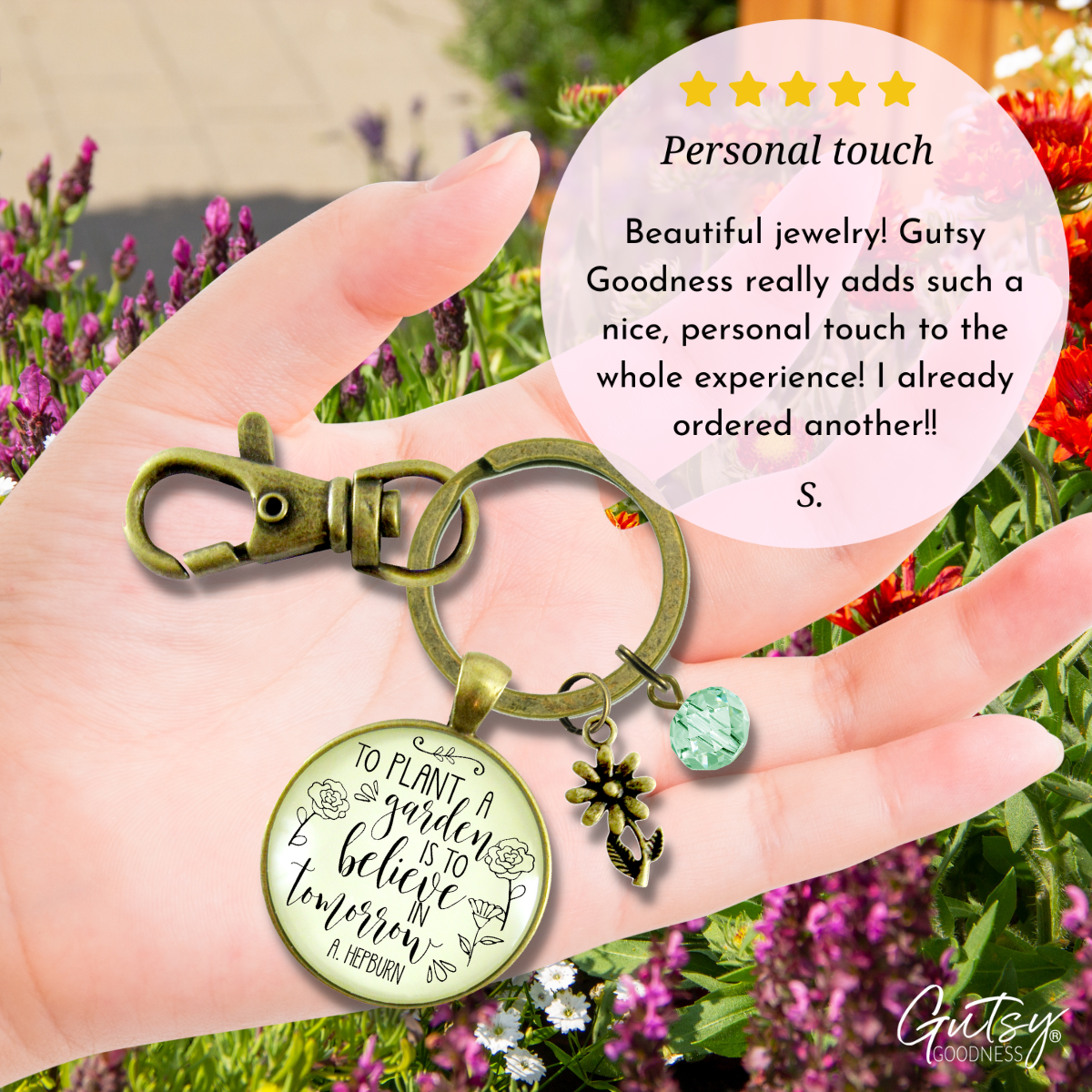 Love To Garden Keychain To Plant a Garden Believe in Tomorrow Quote Gift Jewelry - Gutsy Goodness Handmade Jewelry;Love To Garden Keychain To Plant A Garden Believe In Tomorrow Quote Gift Jewelry - Gutsy Goodness Handmade Jewelry Gifts