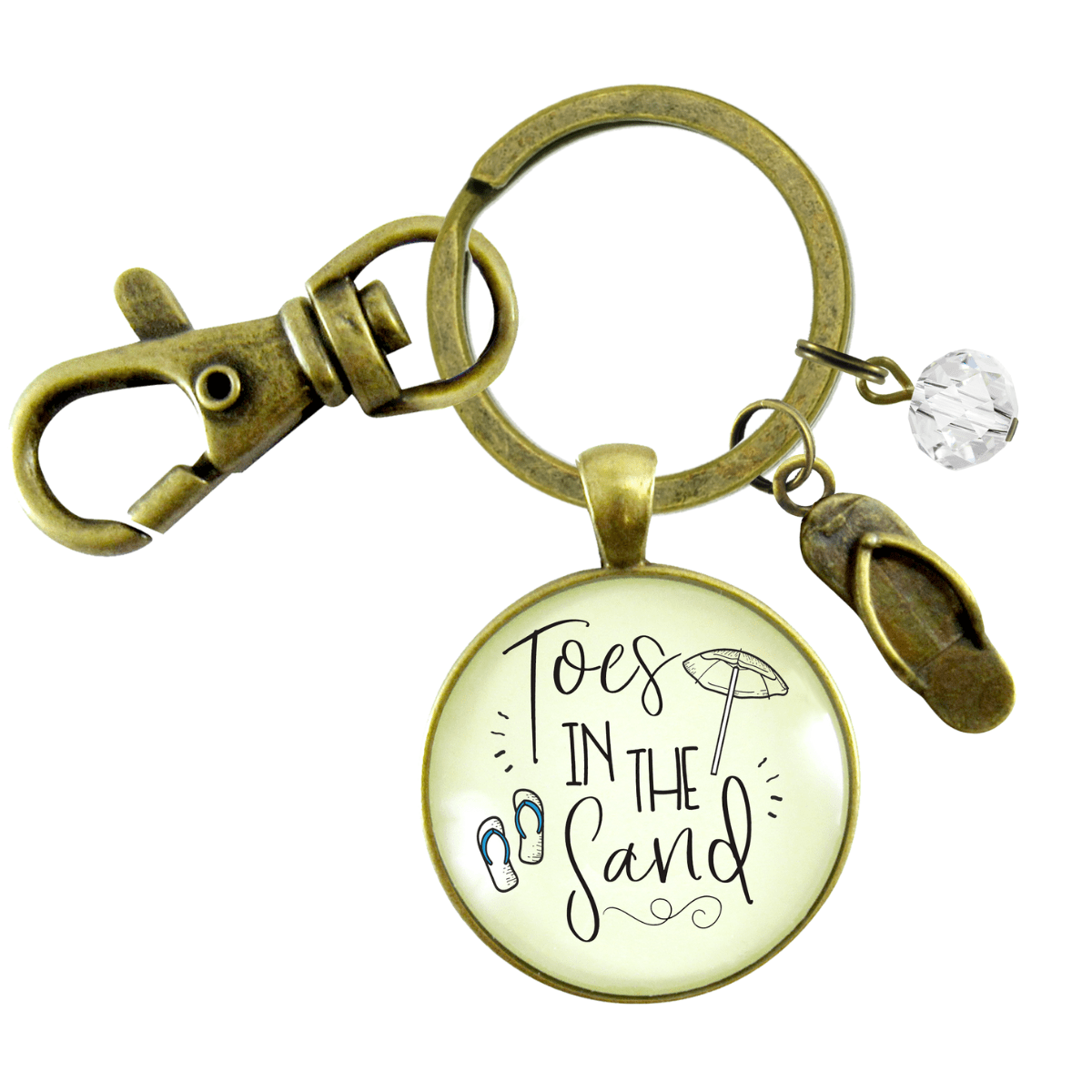 Toes in the San Beach Keychain Ocean Bronze Nautical Ocean Style Flip Flop Key chain - Gutsy Goodness
