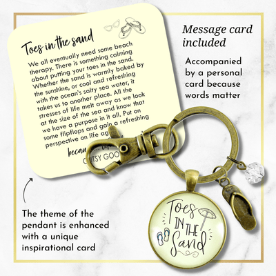 Toes in the San Beach Keychain Ocean Bronze Nautical Ocean Style Flip Flop Key chain - Gutsy Goodness