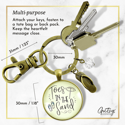 Toes in the San Beach Keychain Ocean Bronze Nautical Ocean Style Flip Flop Key chain - Gutsy Goodness