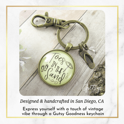 Toes in the San Beach Keychain Ocean Bronze Nautical Ocean Style Flip Flop Key chain - Gutsy Goodness