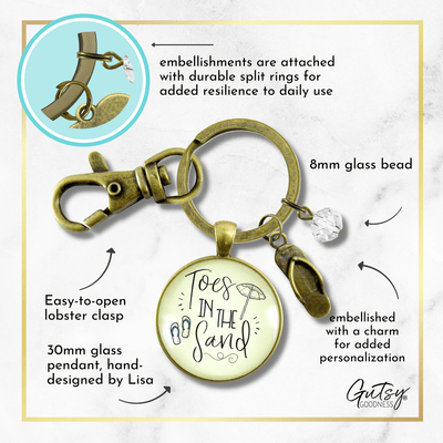 Toes in the San Beach Keychain Ocean Bronze Nautical Ocean Style Flip Flop Key chain - Gutsy Goodness