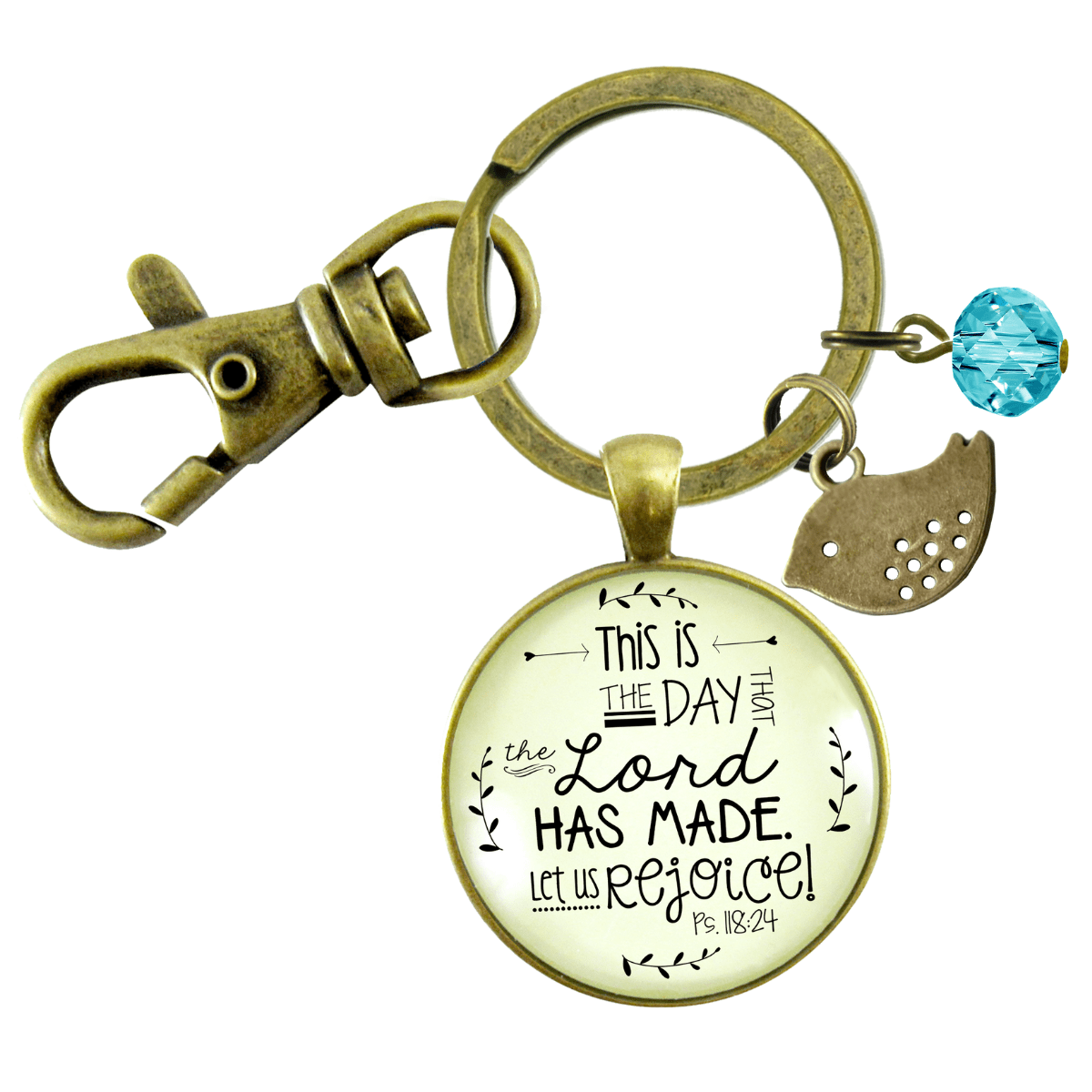 This Is The Day Made Keychain Faith Inspired Quote Pendant Bird Jewelry - Gutsy Goodness