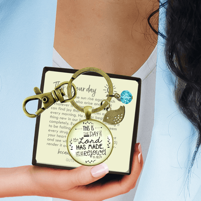 This Is The Day Made Keychain Faith Inspired Quote Pendant Bird Jewelry - Gutsy Goodness