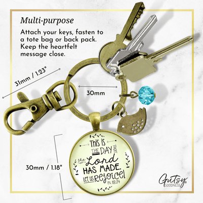 This Is The Day Made Keychain Faith Inspired Quote Pendant Bird Jewelry - Gutsy Goodness