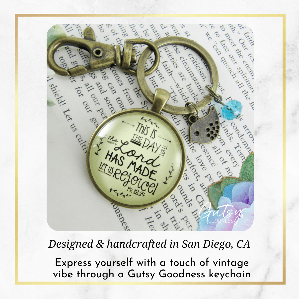 This Is The Day Made Keychain Faith Inspired Quote Pendant Bird Jewelry - Gutsy Goodness