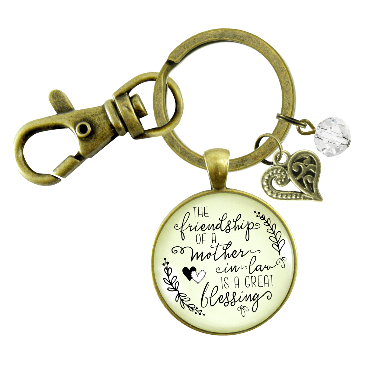 Mother In Law Keychain Friendship Is Great Blessing Gift Meaningful New Mom Wedding Jewelry Heart - Gutsy Goodness