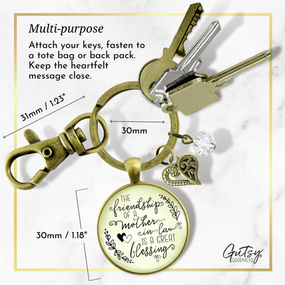 Mother In Law Keychain Friendship Is Great Blessing Gift Meaningful New Mom Wedding Jewelry Heart - Gutsy Goodness