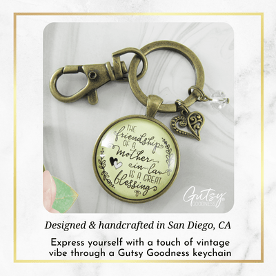 Mother In Law Keychain Friendship Is Great Blessing Gift Meaningful New Mom Wedding Jewelry Heart - Gutsy Goodness