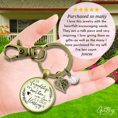 Mother In Law Keychain Friendship Is Great Blessing Gift Meaningful New Mom Wedding Jewelry Heart - Gutsy Goodness