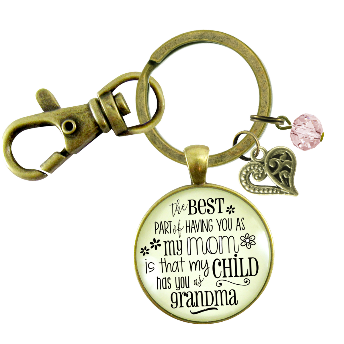 Grandmother Keychain Best Part You As Mom My Child Has Grandma Jewelry Gift From Daughter - Gutsy Goodness Handmade Jewelry;Grandmother Keychain Best Part You As Mom My Child Has Grandma Jewelry Gift From Daughter - Gutsy Goodness Handmade Jewelry Gifts