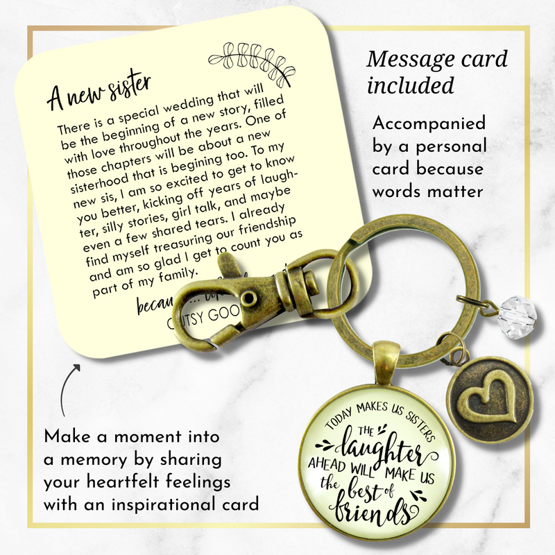 Sister In Law Keychain Today Makes Us Sisters Laughter Best Friends Wedding Day Jewelry Gift - Gutsy Goodness Handmade Jewelry;Sister In Law Keychain Today Makes Us Sisters Laughter Best Friends Wedding Day Jewelry Gift - Gutsy Goodness Handmade Jewelry Gifts