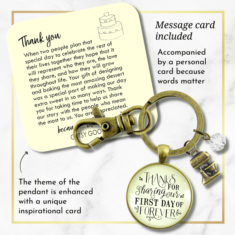 Wedding Cake Baker Gift Keychain Thanks for Sharing Our Day Charm - Gutsy Goodness