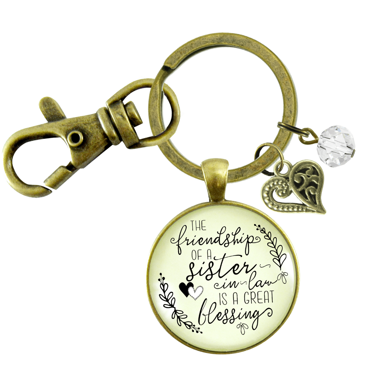 Sister In Law Keychain Friendship Is A Great Blessing Gift Women's Rustic Wedding Jewelry Heart - Gutsy Goodness Handmade Jewelry;Sister In Law Keychain Friendship Is A Great Blessing Gift Women's Rustic Wedding Jewelry Heart - Gutsy Goodness Handmade Jewelry Gifts