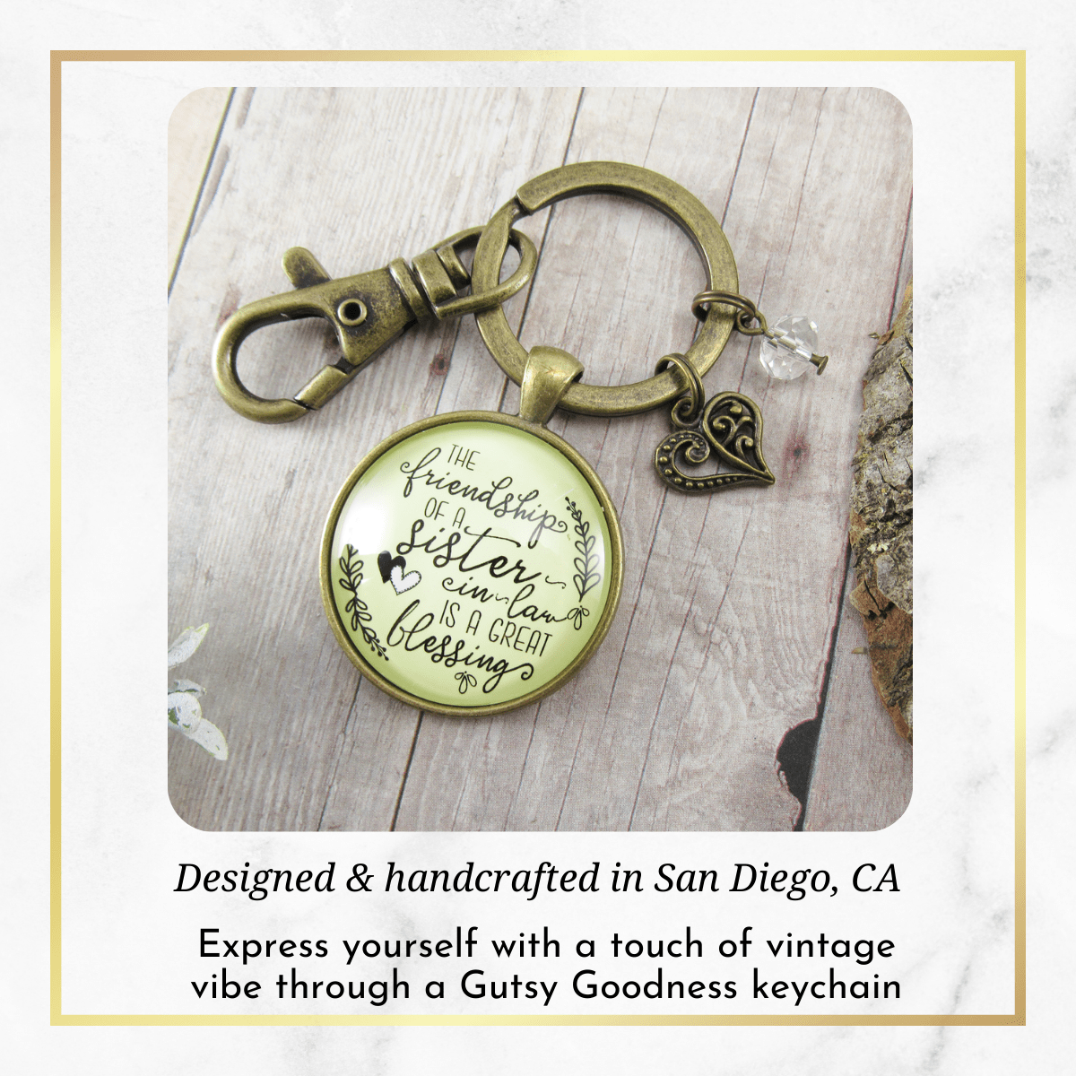 Sister In Law Keychain Friendship Is A Great Blessing Gift Women's Rustic Wedding Jewelry Heart - Gutsy Goodness Handmade Jewelry;Sister In Law Keychain Friendship Is A Great Blessing Gift Women's Rustic Wedding Jewelry Heart - Gutsy Goodness Handmade Jewelry Gifts