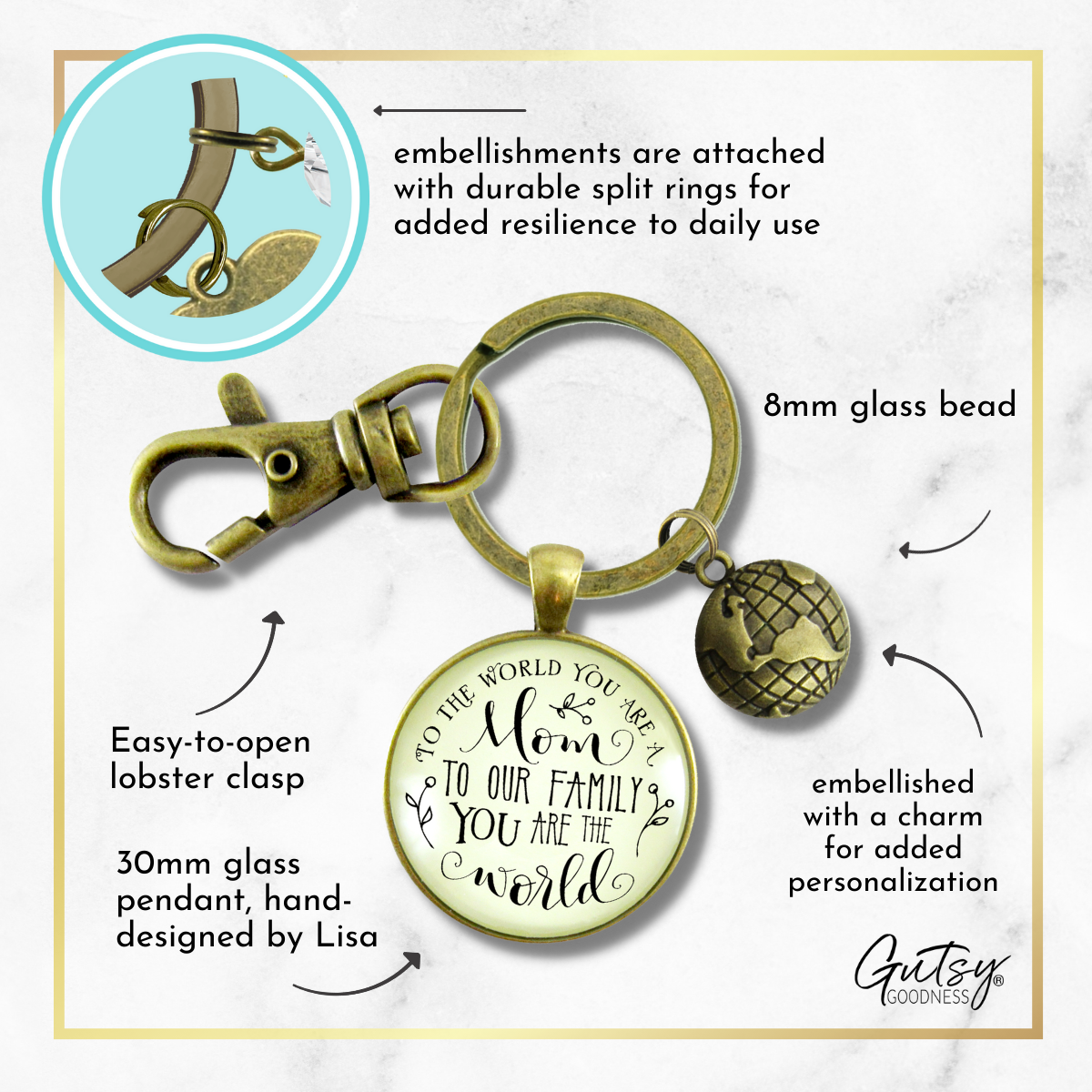 Best Mom Keychain To The World You Are Mom Family Loves You Gift Jewelry For Mother - Gutsy Goodness Handmade Jewelry;Best Mom Keychain To The World You Are Mom Family Loves You Gift Jewelry For Mother - Gutsy Goodness Handmade Jewelry Gifts
