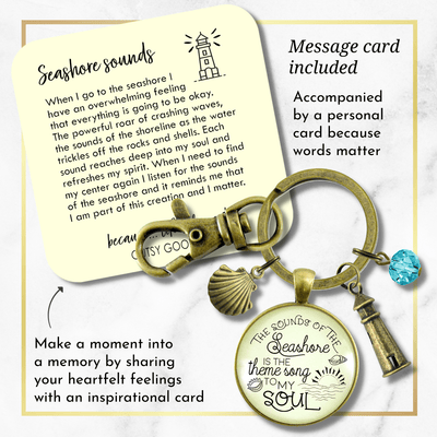 Beach Keychain Sounds of Seashore Nautical Ocean Theme Jewelry Lighthouse Shell - Gutsy Goodness Handmade Jewelry;Beach Keychain Sounds Of Seashore Nautical Ocean Theme Jewelry Lighthouse Shell - Gutsy Goodness Handmade Jewelry Gifts