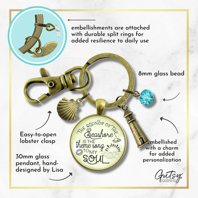 Beach Keychain Sounds of Seashore Nautical Ocean Theme Jewelry Lighthouse Shell - Gutsy Goodness Handmade Jewelry;Beach Keychain Sounds Of Seashore Nautical Ocean Theme Jewelry Lighthouse Shell - Gutsy Goodness Handmade Jewelry Gifts