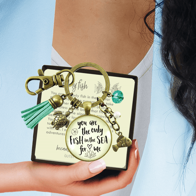 Romantic Beach Inspired Keychain You Are The Only Fish In The Sea Love Quote Tassel - Gutsy Goodness