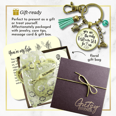 Romantic Beach Inspired Keychain You Are The Only Fish In The Sea Love Quote Tassel - Gutsy Goodness