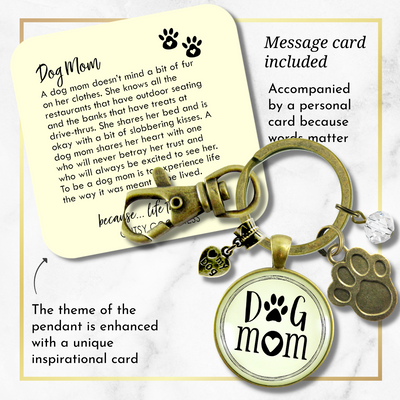 Dog Mom Keychain Womens Jewelry Gift BFF Fur Mama Pendant Paw Print Charm - Gutsy Goodness Handmade Jewelry;Dog Mom Keychain Womens Jewelry Gift Bff Fur Mama Pendant Paw Print Charm - Gutsy Goodness Handmade Jewelry Gifts