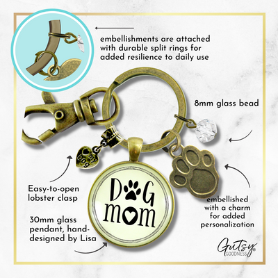 Dog Mom Keychain Womens Jewelry Gift BFF Fur Mama Pendant Paw Print Charm - Gutsy Goodness Handmade Jewelry;Dog Mom Keychain Womens Jewelry Gift Bff Fur Mama Pendant Paw Print Charm - Gutsy Goodness Handmade Jewelry Gifts