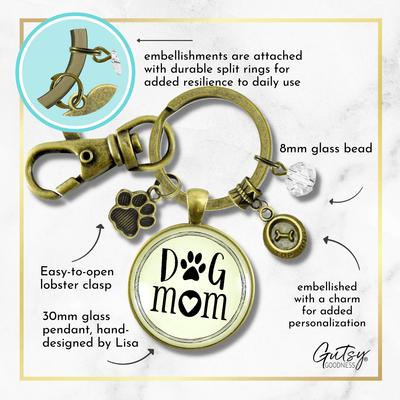 Dog Mom Keychain For Women Friendship Dog Jewelry BFF Paw Print Dog Bowl Charms - Gutsy Goodness Handmade Jewelry;Dog Mom Keychain For Women Friendship Dog Jewelry Bff Paw Print Dog Bowl Charms - Gutsy Goodness Handmade Jewelry Gifts