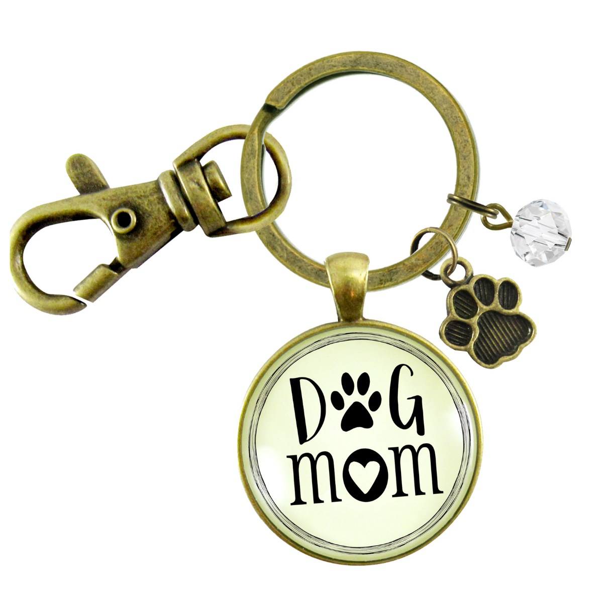 Dog Mom Keychain for Fur Mama Bronze Pendant Key Ring Pet Paw Charm - Gutsy Goodness Handmade Jewelry;Dog Mom Keychain For Fur Mama Bronze Pendant Key Ring Pet Paw Charm - Gutsy Goodness Handmade Jewelry Gifts