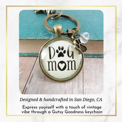 Dog Mom Keychain for Fur Mama Bronze Pendant Key Ring Pet Paw Charm - Gutsy Goodness Handmade Jewelry;Dog Mom Keychain For Fur Mama Bronze Pendant Key Ring Pet Paw Charm - Gutsy Goodness Handmade Jewelry Gifts
