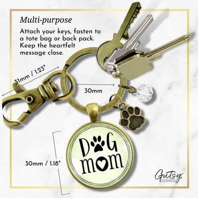 Dog Mom Keychain for Fur Mama Bronze Pendant Key Ring Pet Paw Charm - Gutsy Goodness Handmade Jewelry;Dog Mom Keychain For Fur Mama Bronze Pendant Key Ring Pet Paw Charm - Gutsy Goodness Handmade Jewelry Gifts