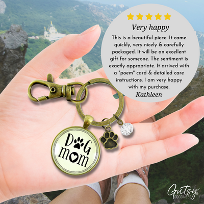 Dog Mom Keychain for Fur Mama Bronze Pendant Key Ring Pet Paw Charm - Gutsy Goodness Handmade Jewelry;Dog Mom Keychain For Fur Mama Bronze Pendant Key Ring Pet Paw Charm - Gutsy Goodness Handmade Jewelry Gifts
