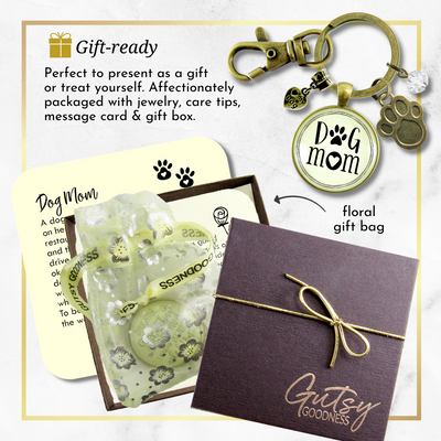 Dog Mom Keychain for Fur Mama Bronze Pendant Key Ring Pet Paw Charm - Gutsy Goodness Handmade Jewelry;Dog Mom Keychain For Fur Mama Bronze Pendant Key Ring Pet Paw Charm - Gutsy Goodness Handmade Jewelry Gifts