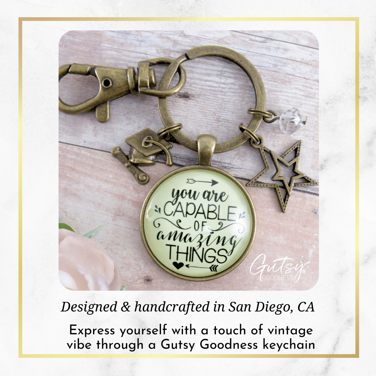 Graduation Keychain You Are Capable Of Amazing Things Womens Congratulations Graduate Jewelry - Gutsy Goodness
